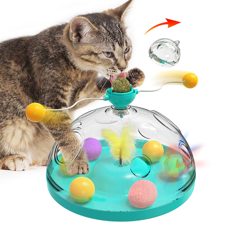 Meows Windmill Funny Cat Toys Interactive Multifunctional Turntable Pet Educational Toys With Catnip Luminous Ball Pinwheel Toys Pet Products - FurryFriendMark