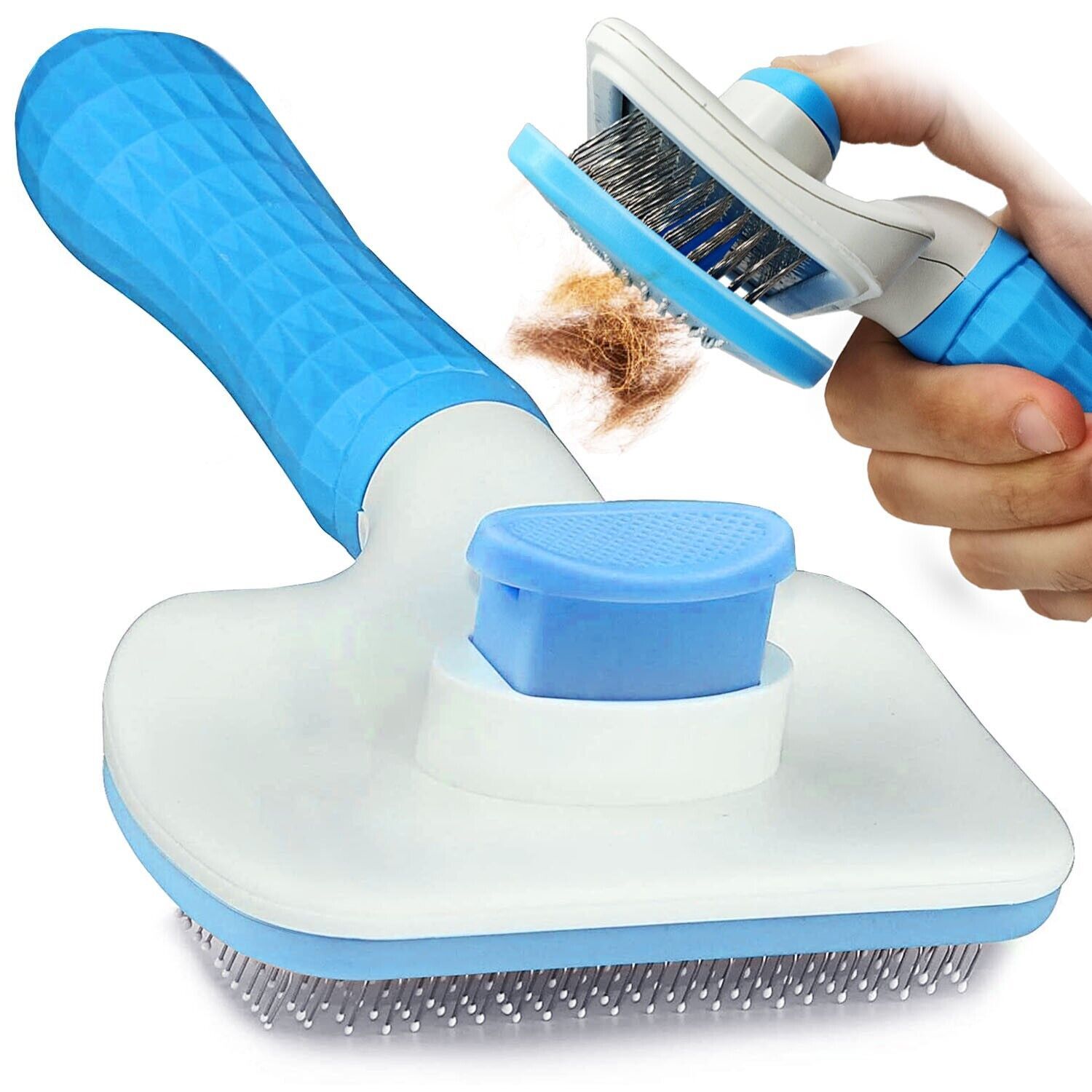 Handle Shedding Pet Dog Cat Hair Brush Grooming Trimmer Comb Self Cleaning Tool - FurryFriendMark