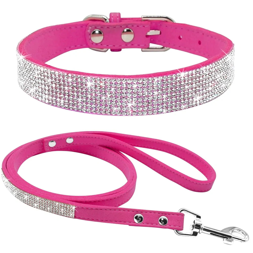 Leather Dog Collar Leash Set