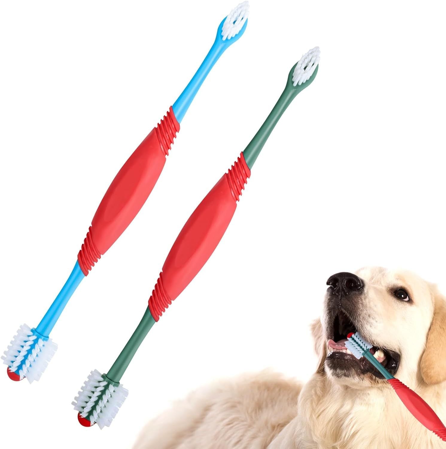 Dog Toothbrush 360 Degree Dog Tooth Brush, Dual Head Dog Tooth Brushing Kit Non Slip Toothbrush For Dogs And Cat Teeth Clean Pet Toothbrush Dental Care