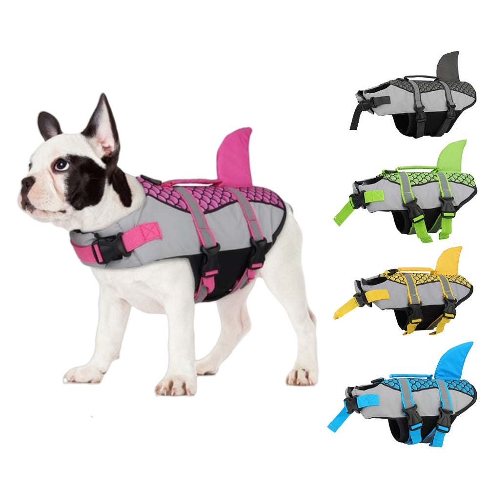 Swim Pet Dog Life Jacket Vest Clothes Life Vest Collar Harness Pets Swimming Summer Swimwear Scales Shark Pet Products - FurryFriendMark