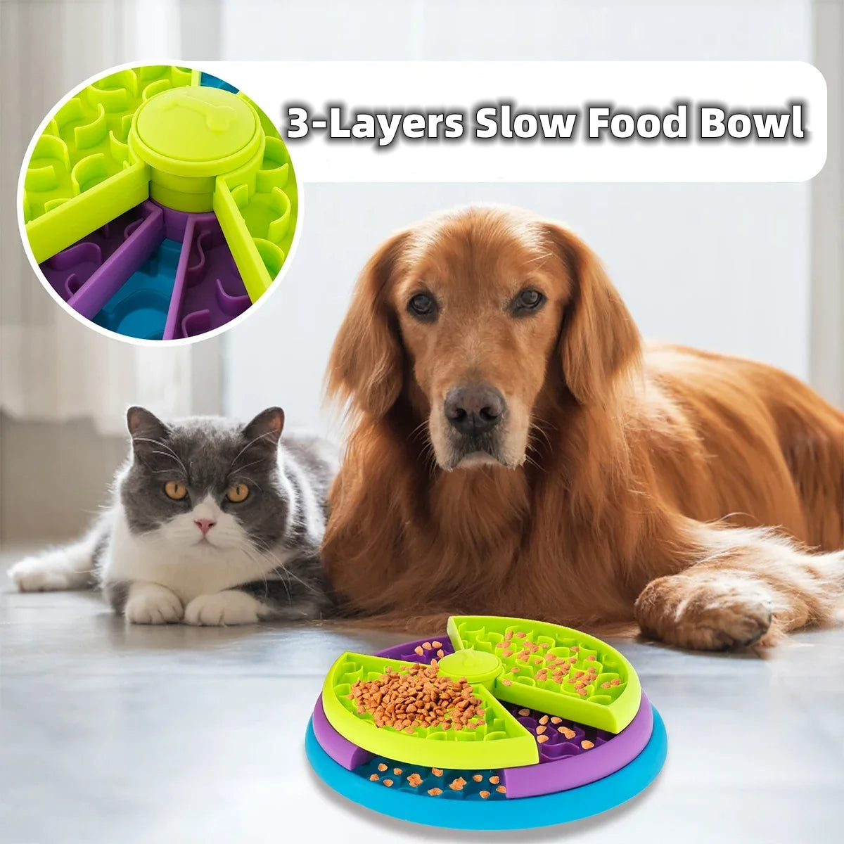 Slow Food Bowl Anti Choking Cat Bowl Dog Basin Puzzle Feeder Healthy Pet Rotating Game Board Pet Products - FurryFriendMark