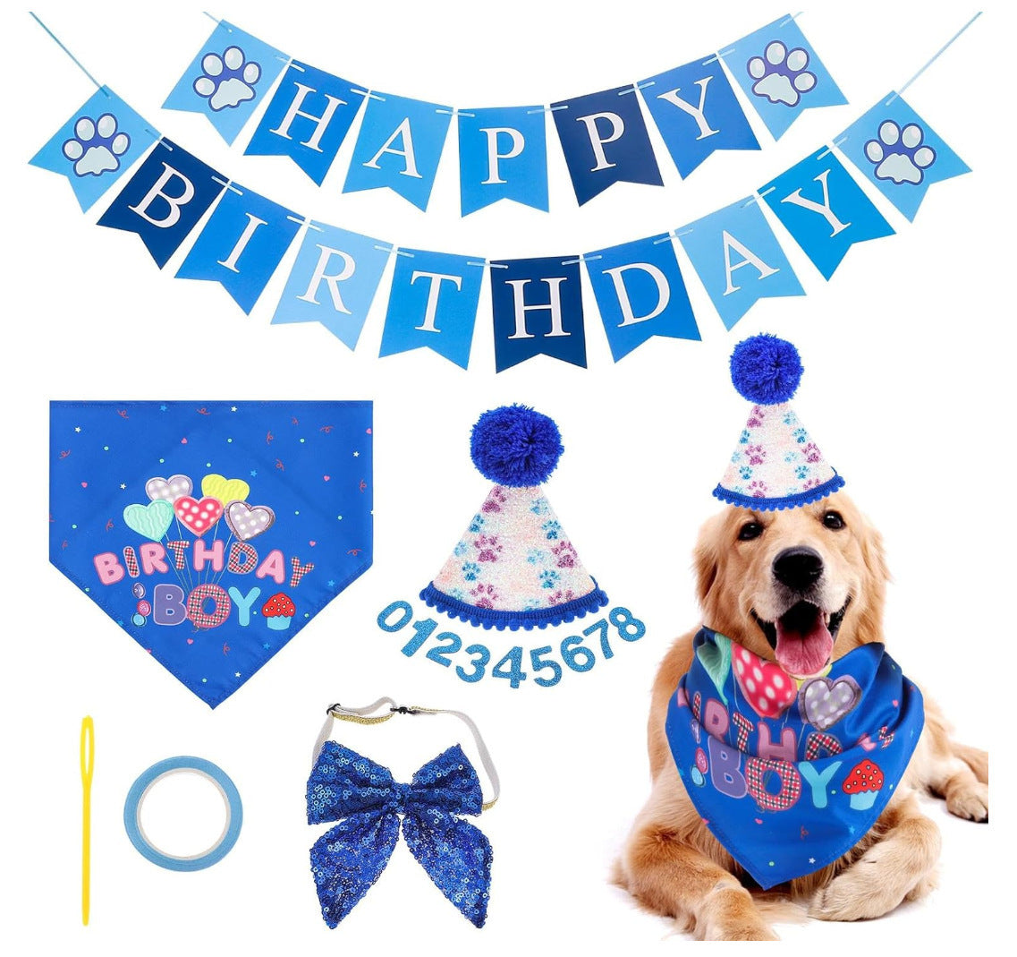 Dog Birthday Party Supplies Boy Girl Dog Birthday Hat With Numbers Dog Puppy Birthday Bandana Hat Bow  Puppy Birthday Hat