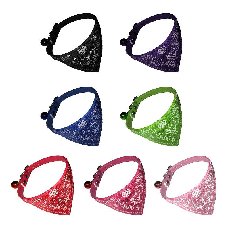 Pet Bell Triangular Binder Cat PU Collar Dog Saliva Towel Scarf For Small Dogs Pet Decorations