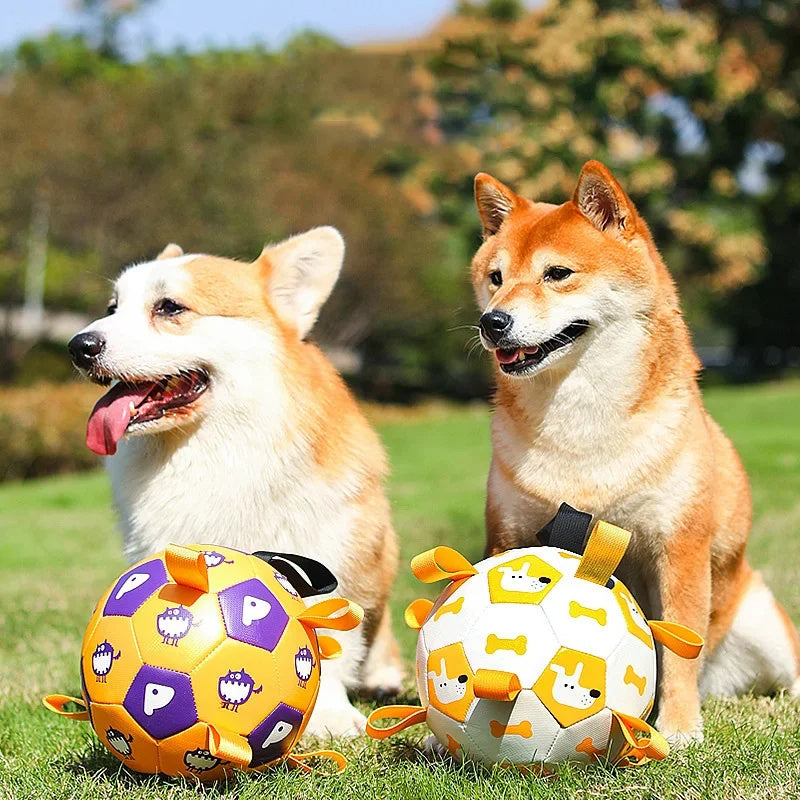 Chien Jouets Interactifs de Football Enfants Chien De Soccer Chien Boules D'entraînement En Plein Pet Sportifs Mâcher Boule De Dentition Avec Mignon Impression