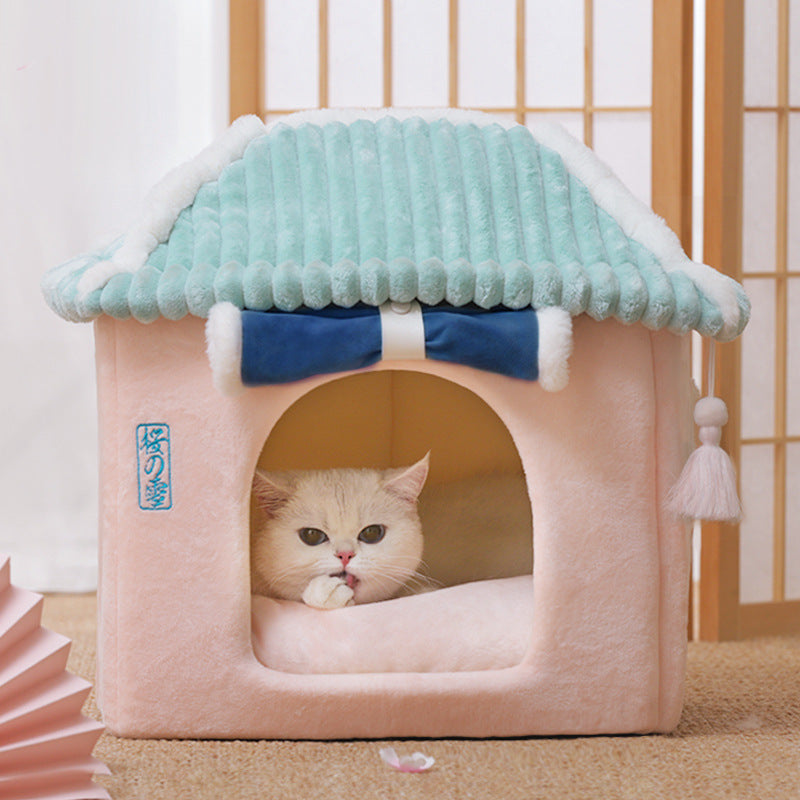 Cat House Removable And Washable Cat Bed Pet Supplies Enclosed Cat House Villa - FurryFriendMark