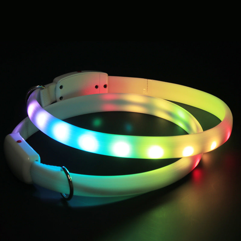 USB Rechargeable Pet Dog LED Glowing Collar Pet Luminous Flashing Necklace Outdoor Walking Dog Night Safety Collar - FurryFriendMark