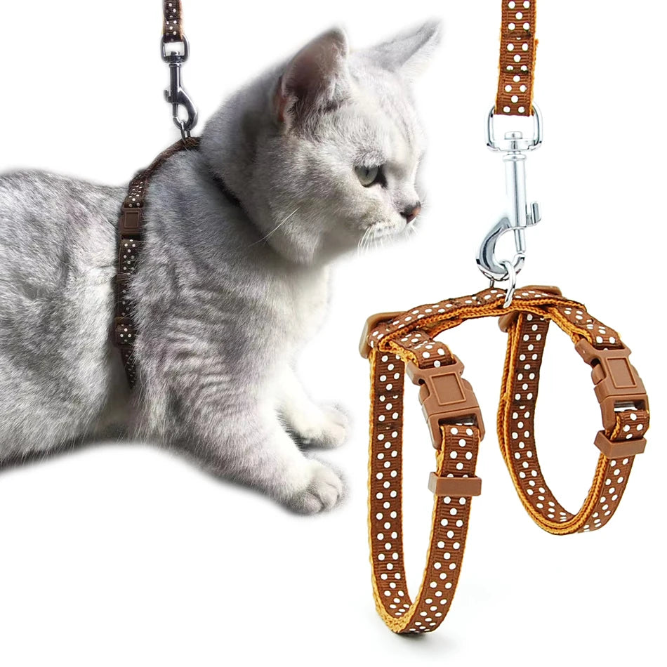 Cat Dog Collar Harness Leash Adjustable Nylon Pet Traction Cat Kitten Halter Collar Cats Products Reflective Pet Harness Belt - FurryFriendMark