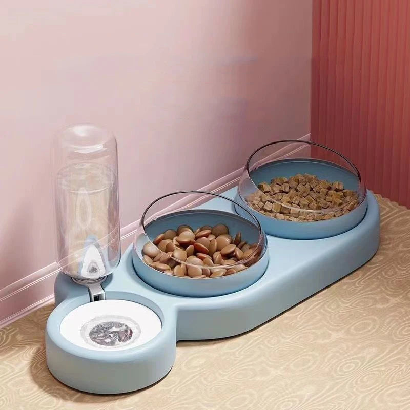 Cats Double Bowls Water Automatic Feeder Raised Stand For Cats Pet Drinking Fountain Food Dispenser Bowl Pet Products - FurryFriendMark