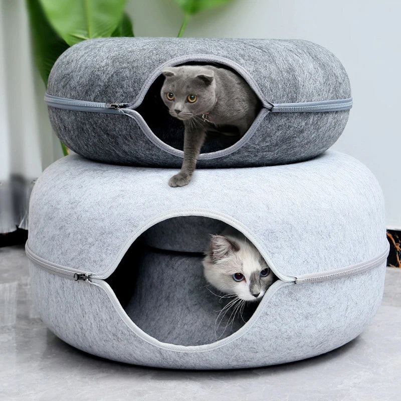 Donut Pet Cat Tunnel Interactive Play Toy Cat bed Dual Use Exercising Toy Removable Pet Products Cat Villa - FurryFriendMark