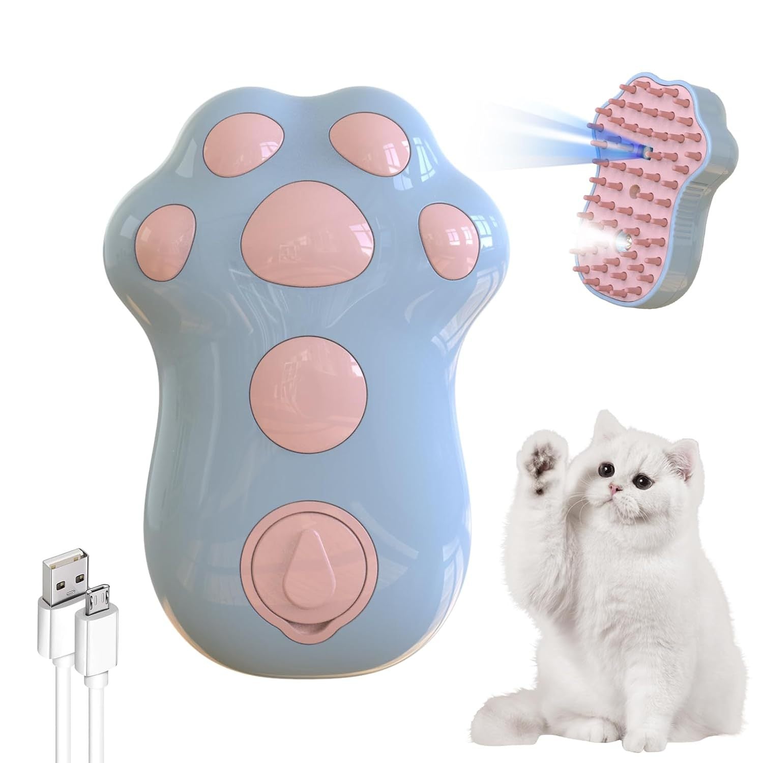 Self-Cleaning Cat Steam Brush For Shedding 4 In-1 Pet Grooming Massage Steam Brush Silicone Cat Dog Brushes With Release Button Gently Removes Loose Fur For Both Long And Short Hair Pets