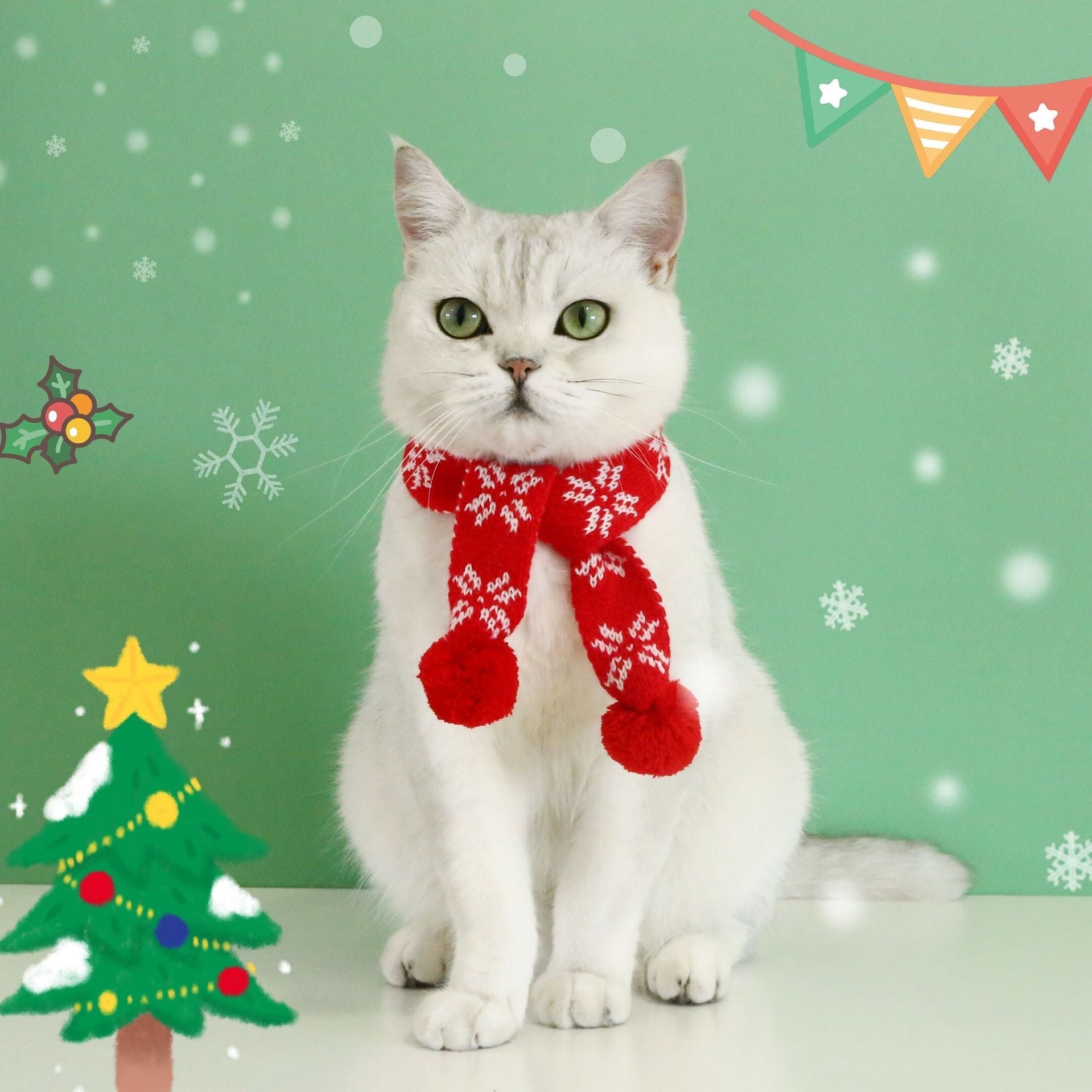 Pet Cat Dog Knitting Snowflake Lattice Rabbit Wool Scarf For Warmth