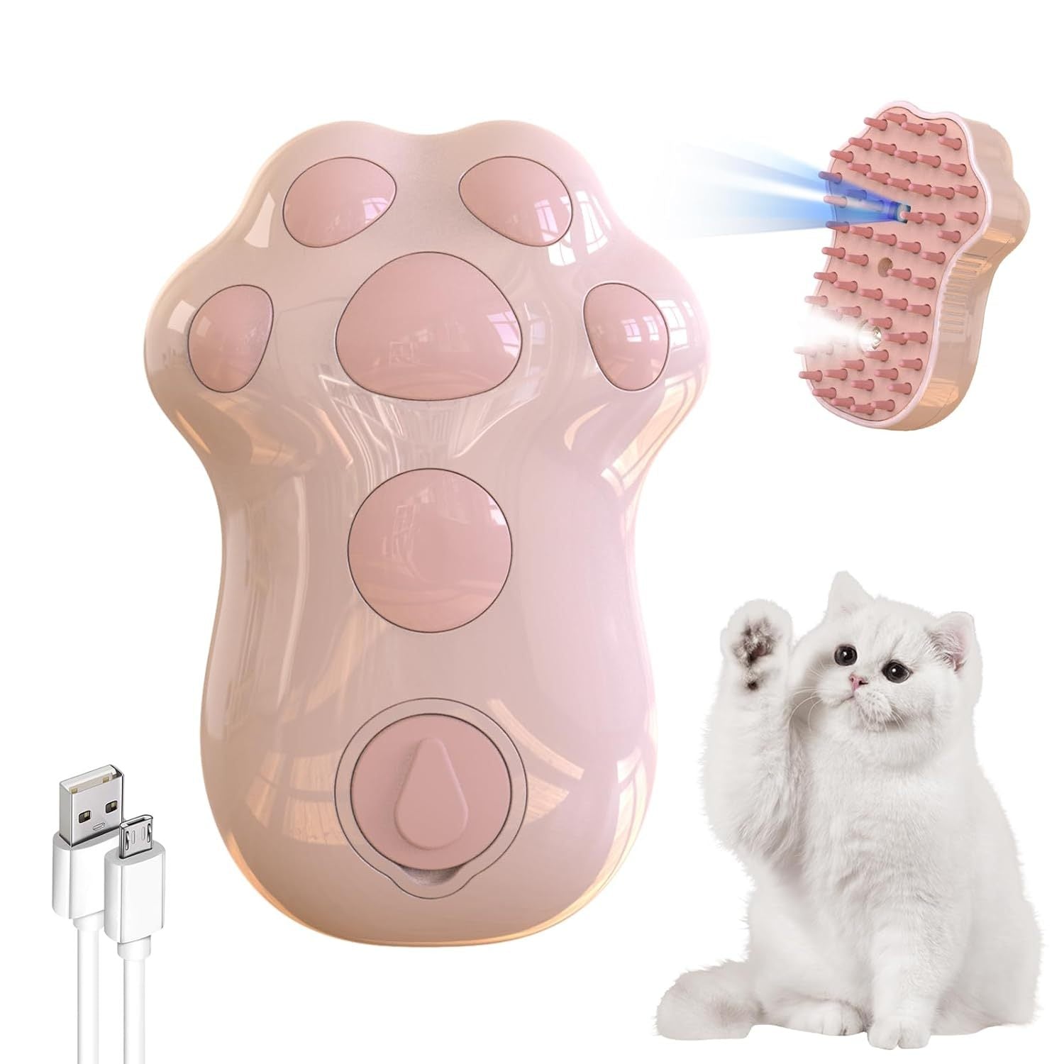 Self-Cleaning Cat Steam Brush For Shedding 4 In-1 Pet Grooming Massage Steam Brush Silicone Cat Dog Brushes With Release Button Gently Removes Loose Fur For Both Long And Short Hair Pets