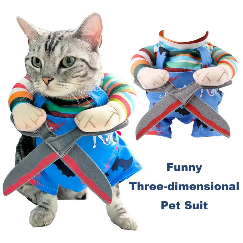 Pet Halloween Costume Cat Funny Outfit With Adjustable Straps Scissor-Shaped Suit Cosplay Halloween Christmas Clothes For Dogs