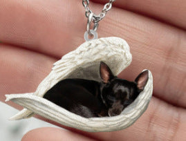 New Unique Dogs And Cats Sleeping Angel Pendant Car Key Ring